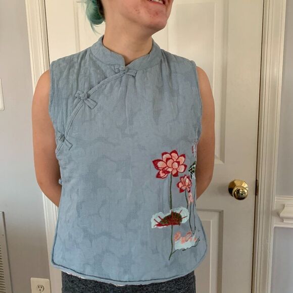 Quilted Vest  Lagenlook Boho Embroidered Sz M NWT - Picture 1 of 5